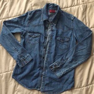 Mavi Women's Blue Denim Button-Down Shirt